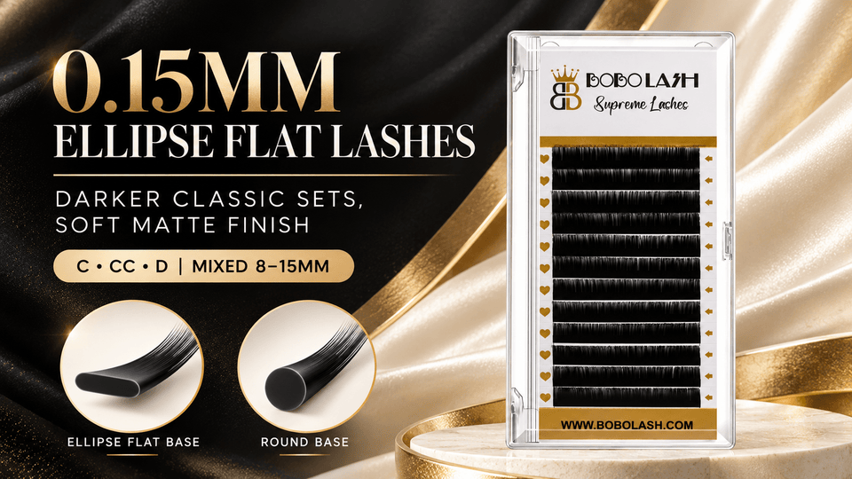 0.15mm Ellipse Flat Lashes: Darker Classic Sets Explained - BOBOLASH