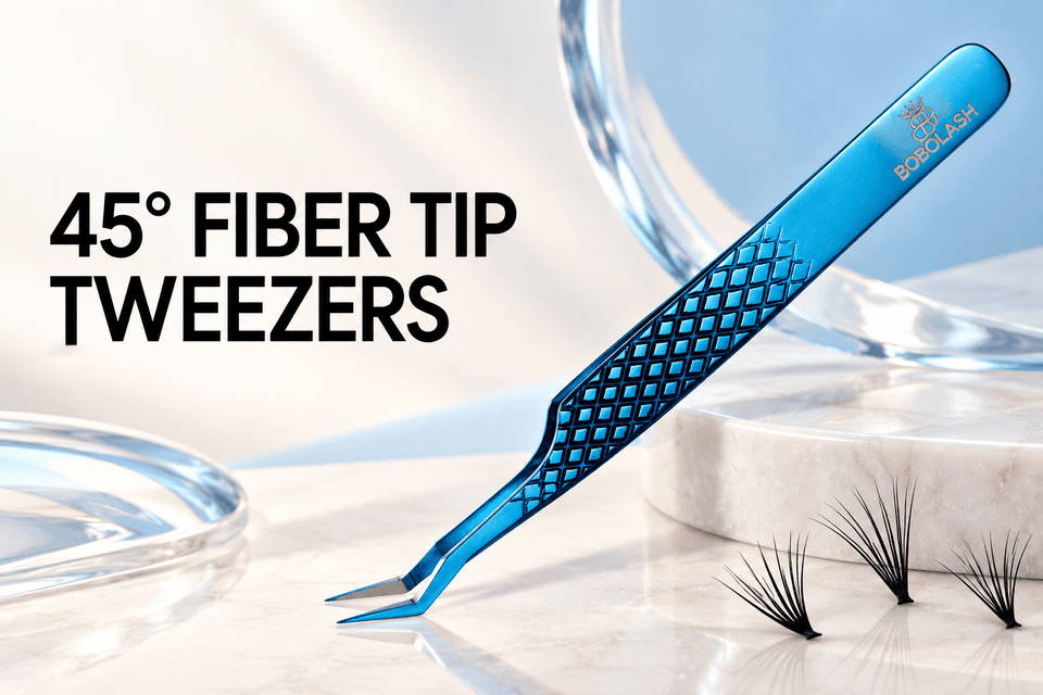 45° Fiber Tip Lash Tweezers: Professional Volume Fan Guide - BOBOLASH