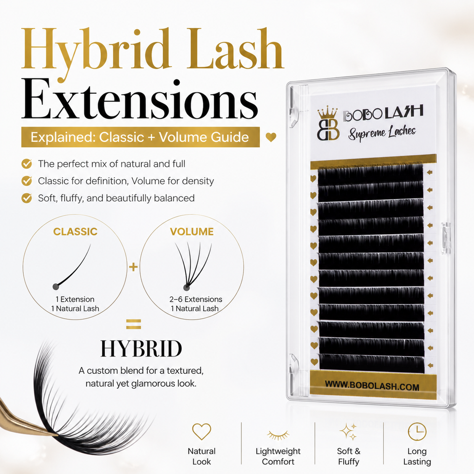 Hybrid Lash Extensions Explained: Classic + Volume Guide