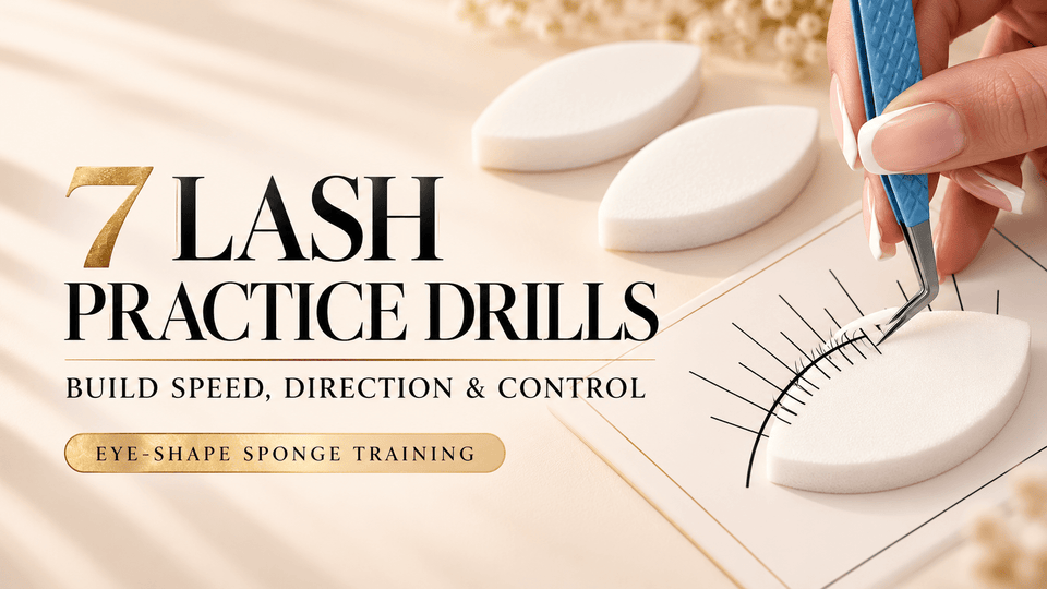 7 Lash Extension Practice Drills Using an Eye-Shape Sponge - BOBOLASH