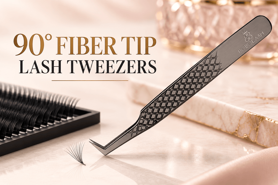 90° Fiber Tip Lash Tweezers: Professional Volume Fan Guide - BOBOLASH