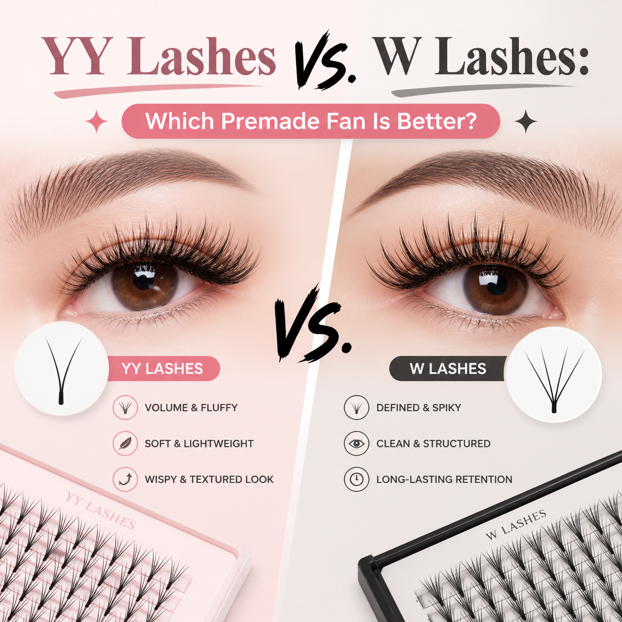 YY Lashes vs. W Lashes: Which Premade Fan Is Better?