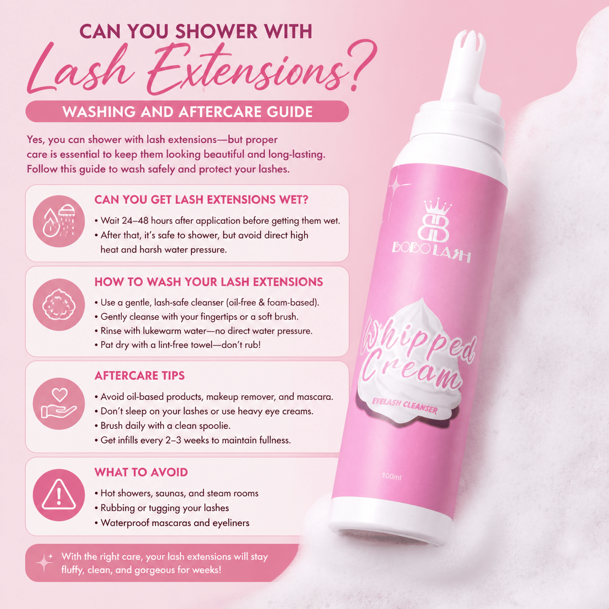 Can You Shower With Lash Extensions? Washing and Aftercare Guide - BOBOLASH