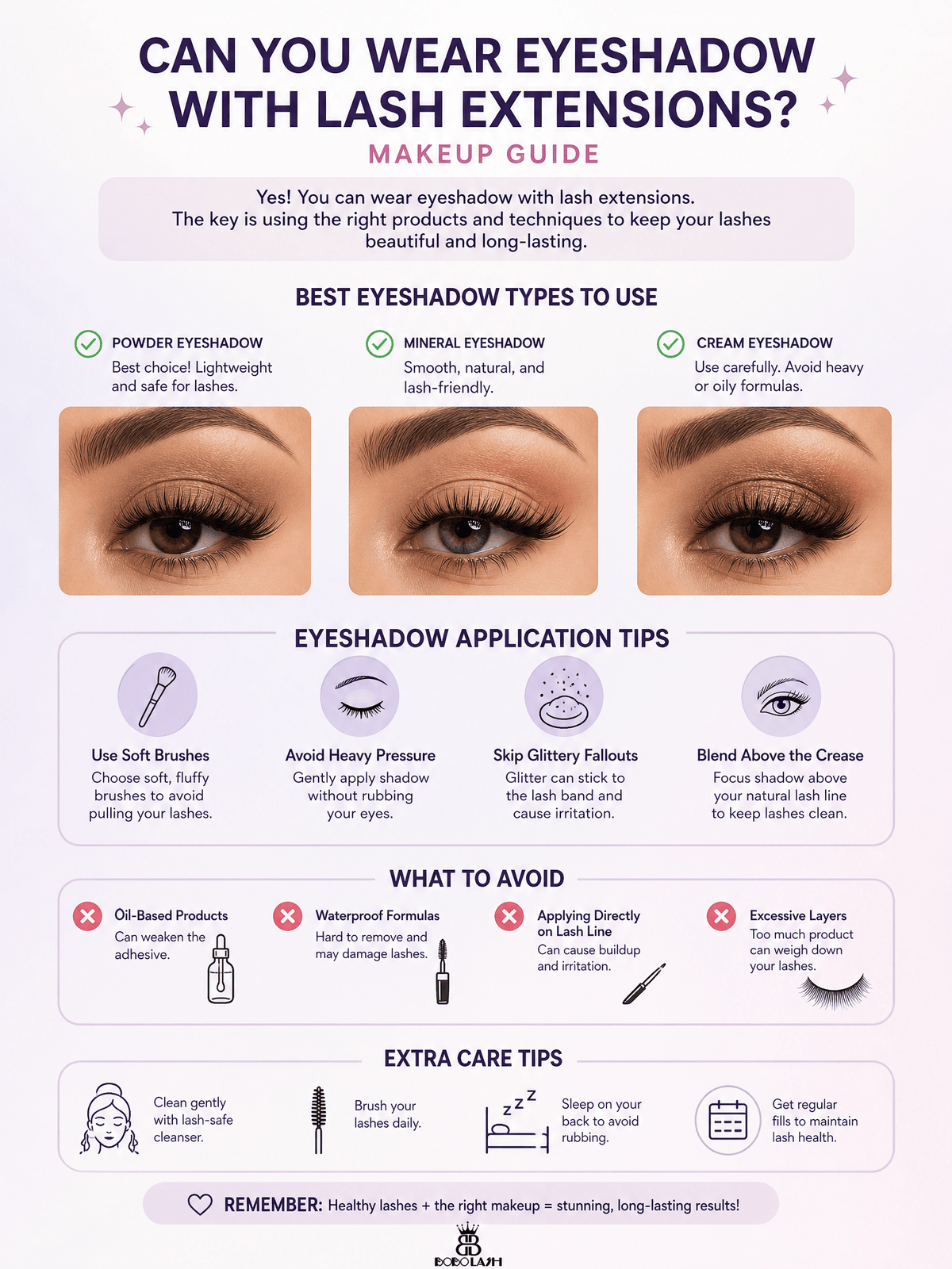 Can You Wear Eyeshadow With Lash Extensions? Makeup Guide - BOBOLASH