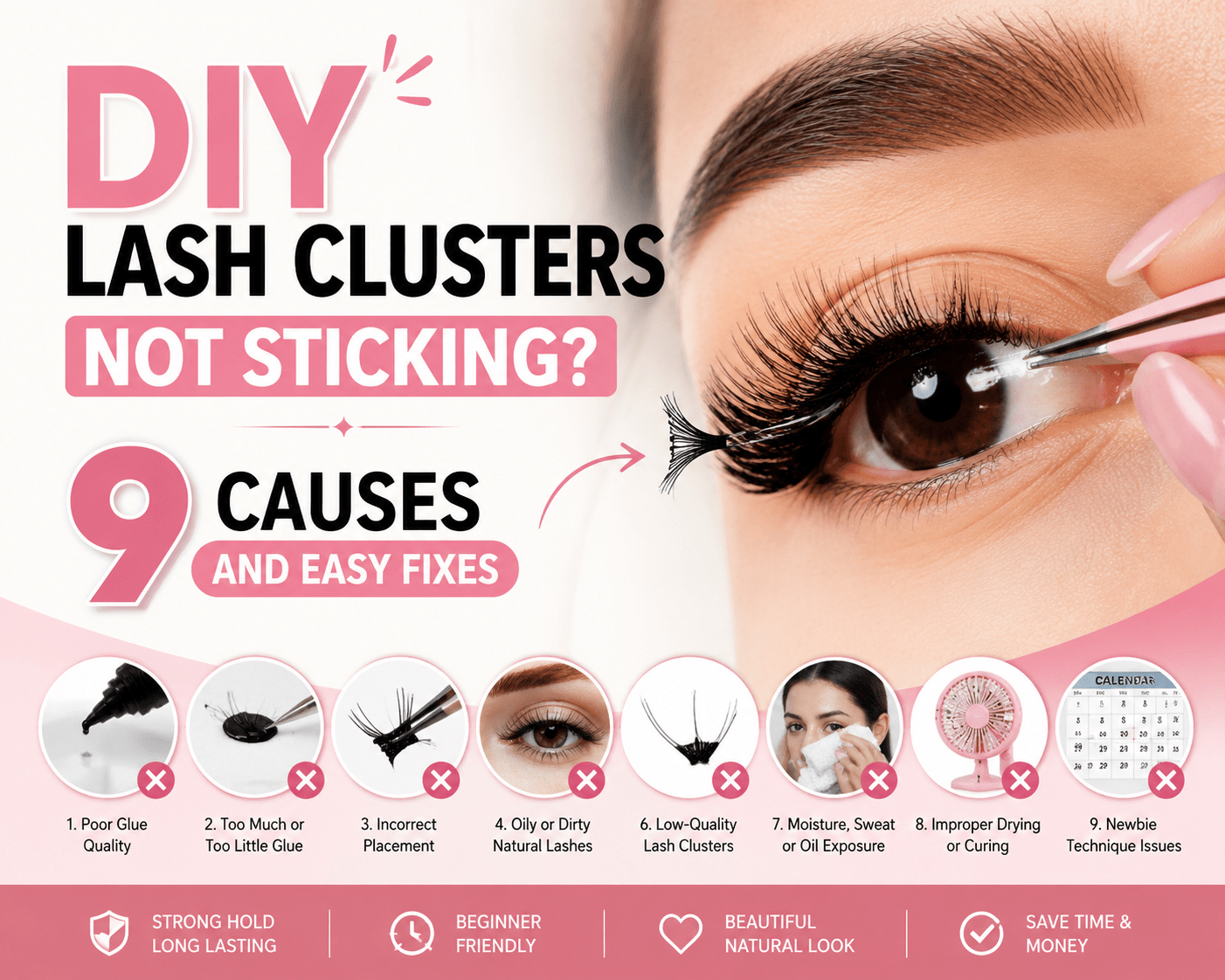 DIY Lash Clusters Not Sticking? 9 Causes and Easy Fixes - BOBOLASH