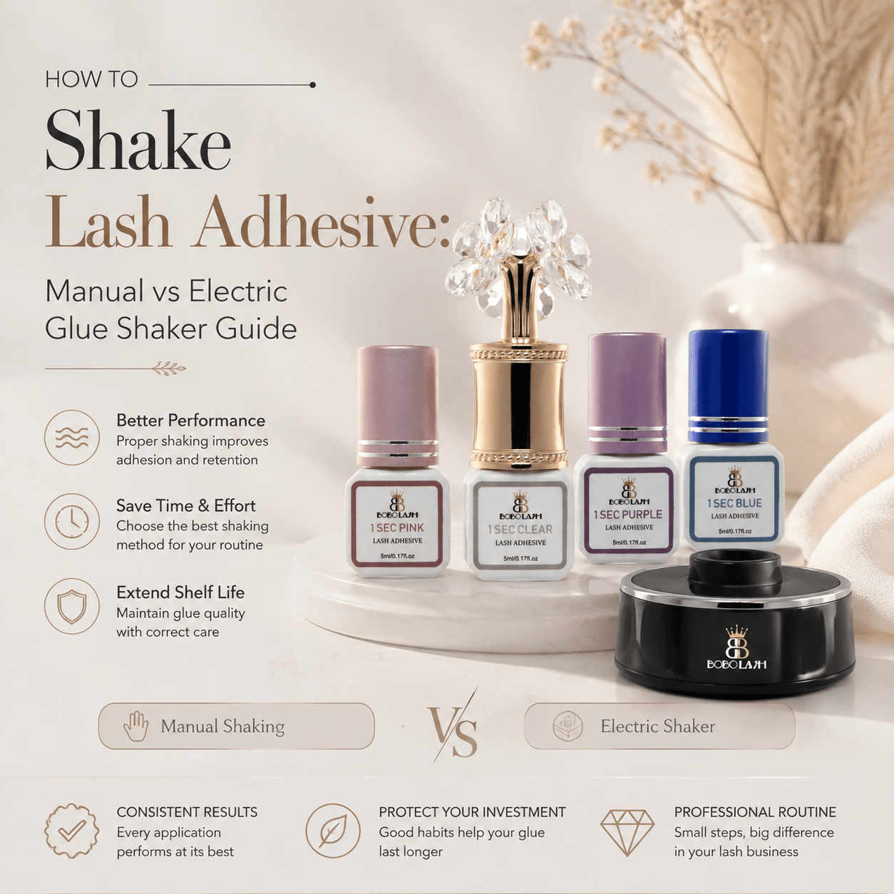 How to Shake Lash Adhesive: Manual vs Electric Glue Shaker Guide - BOBOLASH