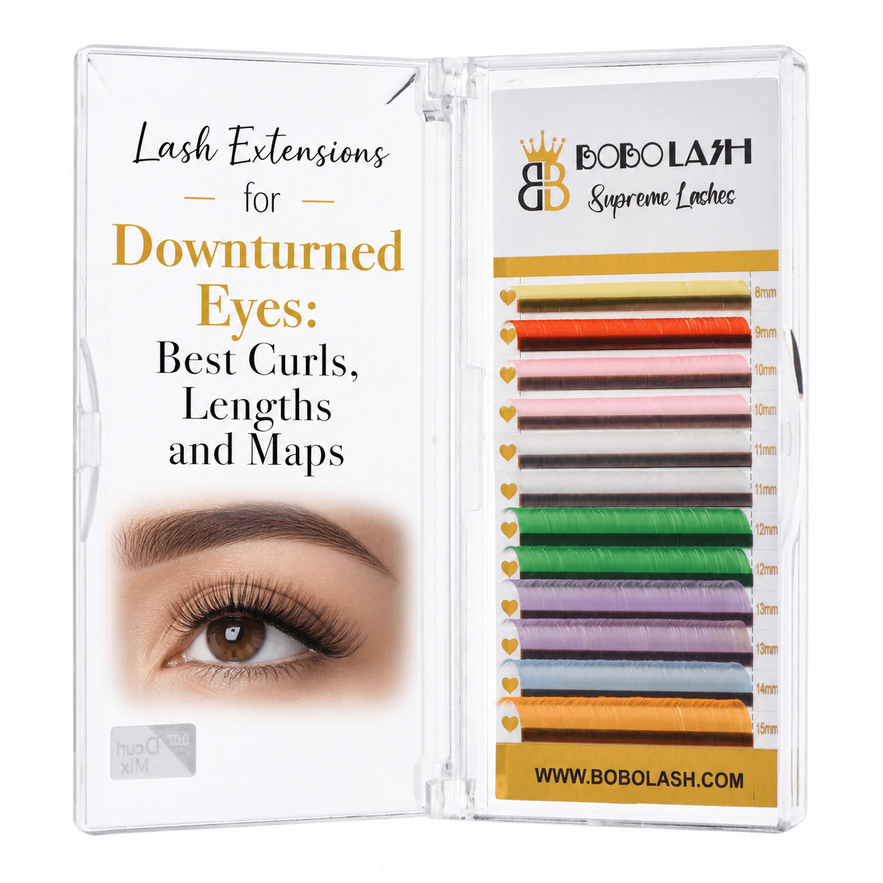 Lash Extensions for Downturned Eyes: Best Curls, Lengths and Maps - BOBOLASH