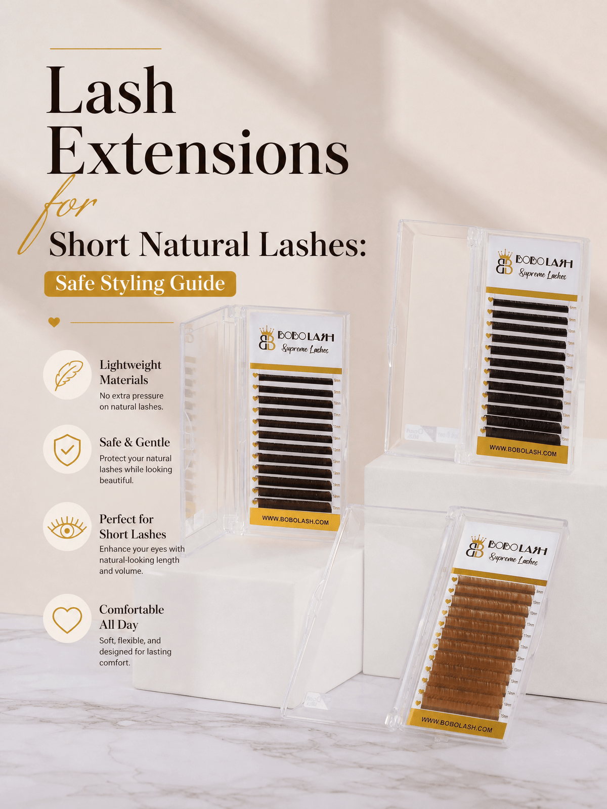 Lash Extensions for Short Natural Lashes: Safe Styling Guide - BOBOLASH