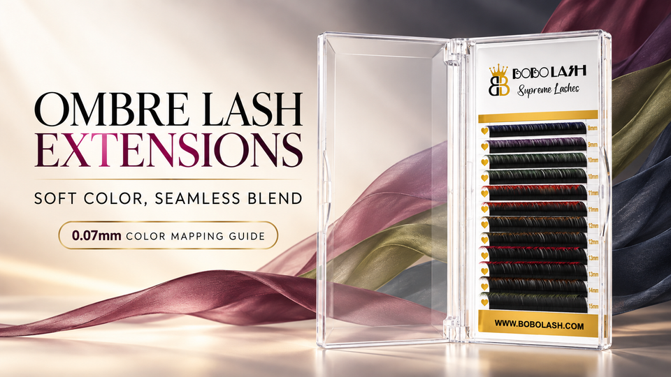 BOBOLASH 0.07mm ombre colored volume lash extensions mapping guide