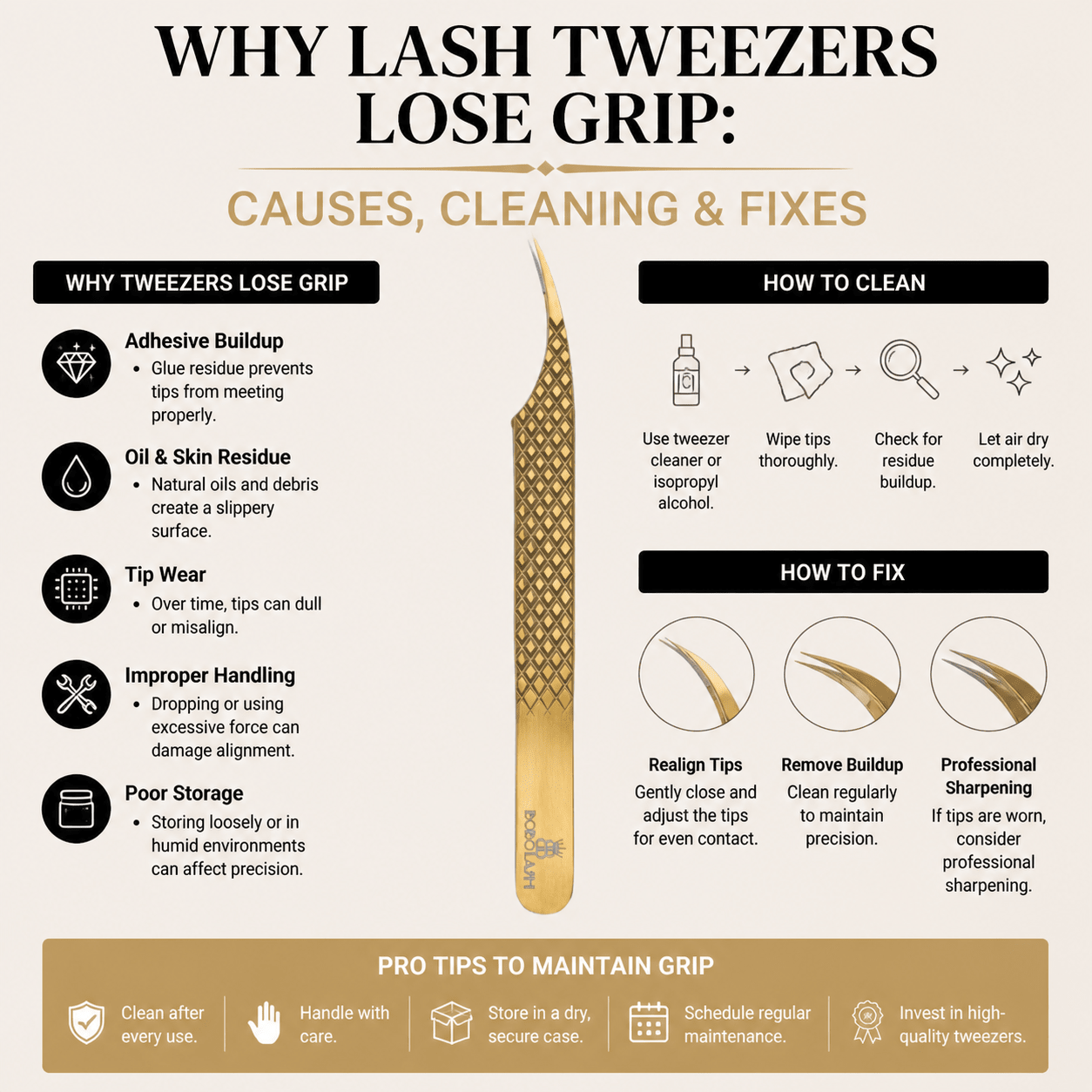 Why Lash Tweezers Lose Grip: Causes, Cleaning & Fixes - BOBOLASH