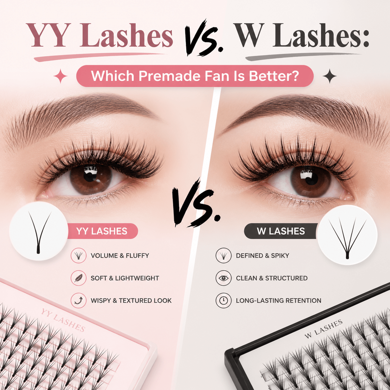 YY Lashes vs. W Lashes: Which Premade Fan Is Better? - BOBOLASH
