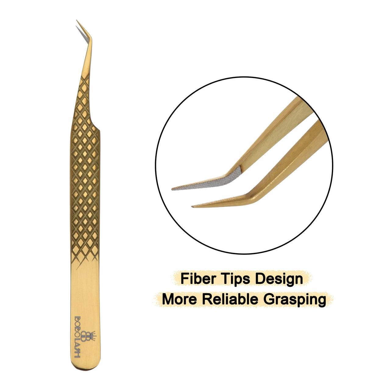 45°-Degree Fiber Tip Tweezers for Eyelash Extensions