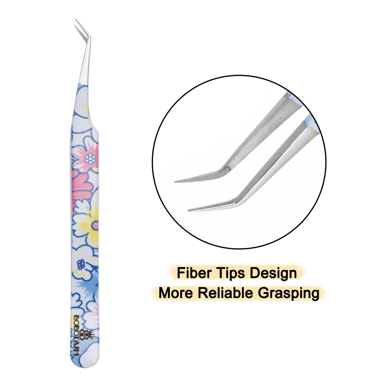 45°-Degree Fiber Tip Tweezers for Eyelash Extensions