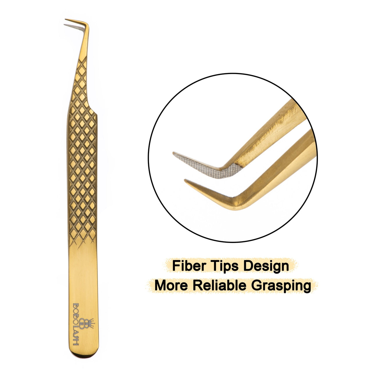 90°-Degree Fiber Tip Tweezers for Eyelash Extensions