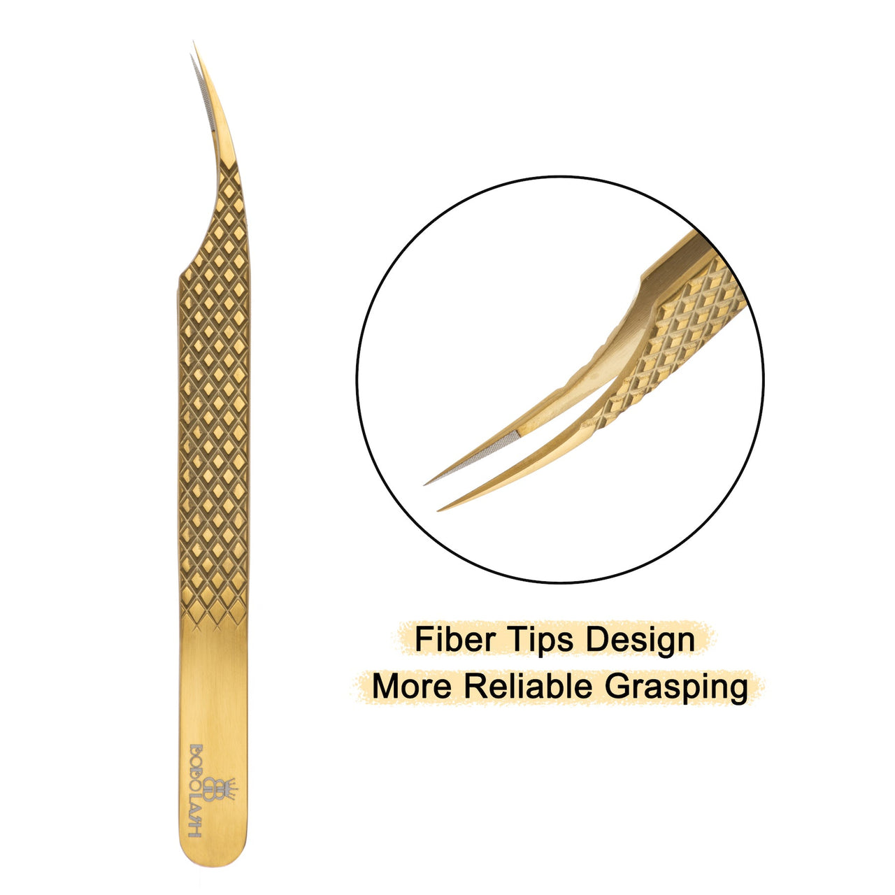 Curved Moon Shape Fiber Tip Tweezers for Eyelash Extensions