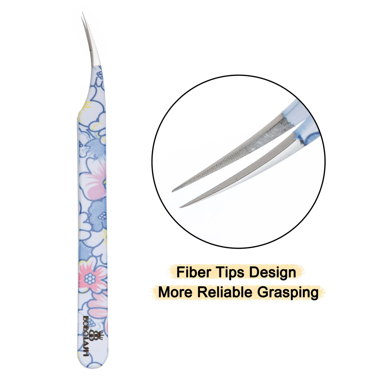 Curved Moon Shape Fiber Tip Tweezers for Eyelash Extensions